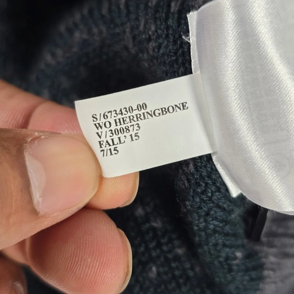 Banana Republic Mens Wool Herringbone Shawl Collar Cardigan Grey Green Large
